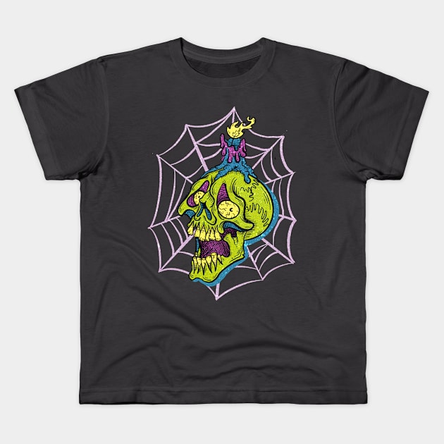 Spider web candle skill Kids T-Shirt by SlinkSkull